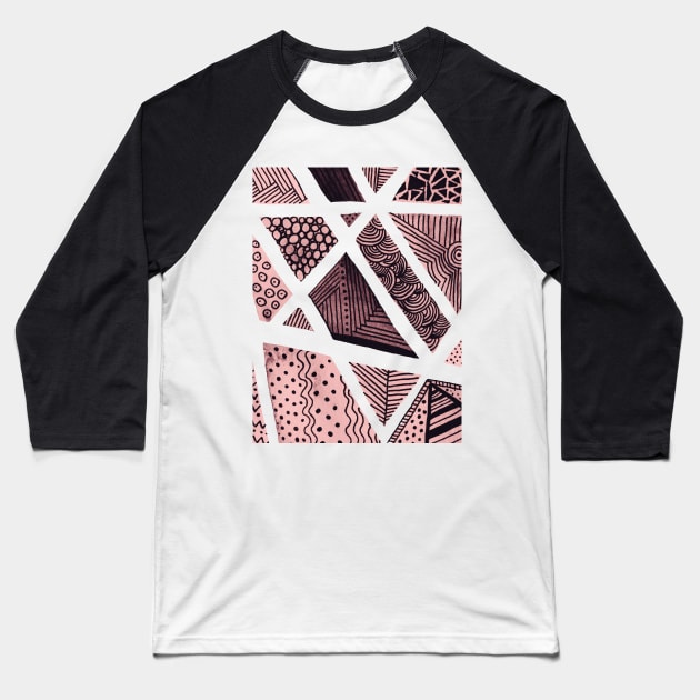 Geometric doodles - pink and black Baseball T-Shirt by wackapacka